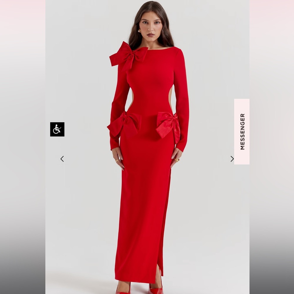 House of Cb Red Bow dress